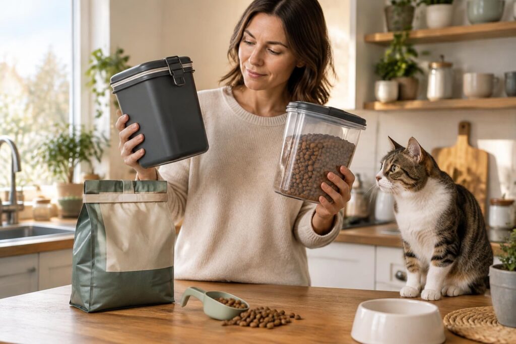 découvrez comment choisir une boîte à croquettes pour chat : capacité, matériau, fermeture hermétique et conseils pour préserver la fraîcheur et la qualité de sa nourriture.